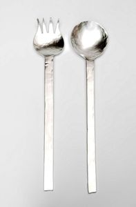 High grade stainless steel salad server <b>set</b> with smooth handles and shiny surface ideal for kitchen accessories and gifts - Product Image 3
