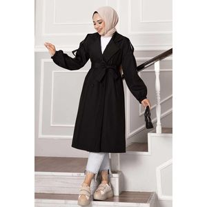 Gabardina abotonada con Charretera negra - Product Image 1