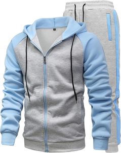 Ensemble de survêtement pour homme 100 % coton avec fermeture éclair, col à capuche, personnalisable, uni, tendance, respirant – Meilleures ventes, prix hiver - Product Image 2