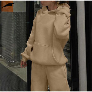 ชุดลำลองสองชิ้นสำหรับทุกเพศเสื้อกันหนาวมีฮู้ดขนาดใหญ่และกางเกงขนแกะสำหรับฤดูใบไม้ร่วงฤดูหนาว - Product Image 2