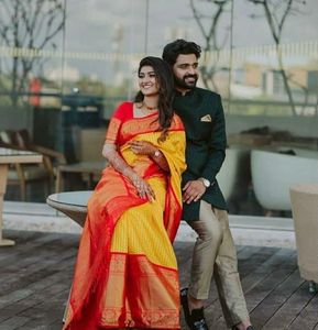 Banarasi Seda Sarees Calidad Premium Fiesta India Desgaste Aspecto Elegante Hermoso Tejido Largo Casual Disponible Precio al por mayor - Product Image 3