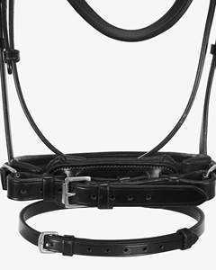 Brida elegante de charol negro en forma de U con detalle de cristal blanco Banda para la nariz acolchada suave y elegante para caballos - Product Image 3