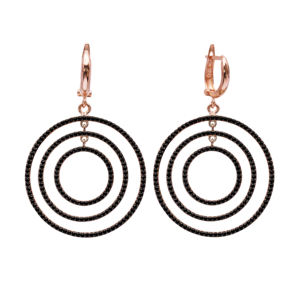 Boucles d'oreilles pendantes rondes en pierre de CZ noire, fabrication artisanale turque, bijoux en argent sterling 925 - Product Image 1