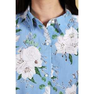 เสื้อเชิ้ตพิมพ์ลายดอกไม้สไตล์วินเทจสำหรับผู้หญิง พร้อมปกเสื้อ - Product Image 2