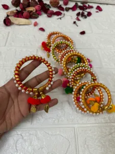 Nouvelle arrivée fait à la main attrayant fil de soie avec Gota et Moti perles bracelets de mariage pour les femmes retour cadeaux fil bracelets - Product Image 6