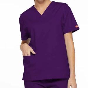 Chemise de travail médicale unisexe sur mesure, nouvelle arrivée, manches courtes, denim, haute qualité, détection des aiguilles, laine peignée, hôpital - Product Image 1