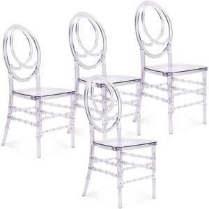 Juego de 4 Sillas de Comedor Chiavari de PP, Estilo Moderno y Elegante con Respaldo Ovalado para el Hogar y Eventos, Apilables, para Bodas y Hospitales - Product Image 4