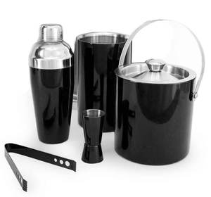 Reusable Eco-Friendly Stainless Steel Bar Set Black <b>Ice</b> <b>Bucket</b> with Tong & Measure Cup Bar Tools for the Perfect <b>Drink</b> - Product Image 1