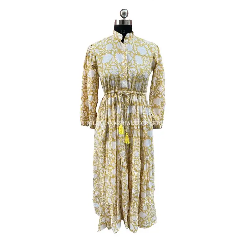 Wholesale Indian Cotton Tunic Printed Beach Wear Women Bohemian Apparel Summer Long Designer Dress Women's Gift Wrap Dress
