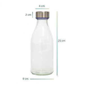 Elegante Set di 12 bottiglie di vetro trasparente da 1 litro con tappo a vite ermetico Design raffinato per bevande - Product Image 2