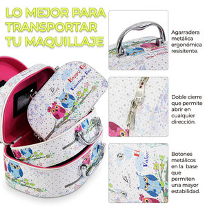 MAQ.09.6 Bolsa de Cosméticos de Lino Ecológica para Artículos de Aseo con Cierre de Cremallera, Estuche de Viaje Portátil de 3 Piezas Bordado - Product Image 5