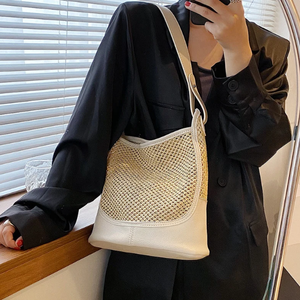 Bolsa de Playa Tejida a Mano de Primera Calidad, Elegantes Bolsos de Paja Personalizados, Bolsos de Hombro de Paja para Mujer, Productos al por Mayor - Product Image 3