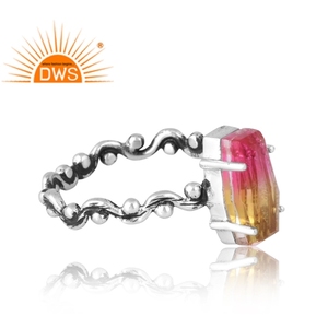 Última Venta de plata de ley 925 Natural Bio Petro turmalina doblete cuarzo anillo de piedras preciosas fabricante de joyería personalizada - Product Image 4