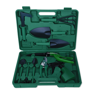 Ensemble d'outils de jardin vert de 10 pièces fabriqué en usine, pelle, râteau, bêche, cisailles, arrosoir, outils de jardin multifonctionnels - Product Image 1