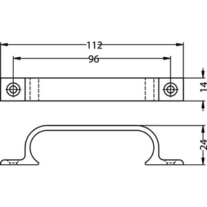 <b>Black</b> Aluminum 21mm X 112mm X 14mm Furniture Handle with 2 Holes - Product Image 3