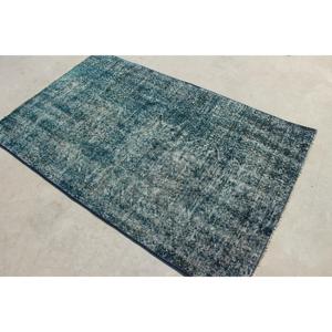 Alfombra Turca Vintage, Alfombra de 3.8x6.2 pies, Alfombra con Acentos Azules y Diseño de Puntos - Product Image 4