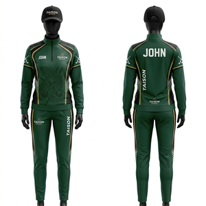 Chándal de Entrenamiento de Hockey sobre Césped para Mujer, 280GSM, Poliéster Transpirable Interlock, Diseño de Paneles Verde, Negro y Dorado, Logotipo Personalizado con Termotransferencia - Product Image 1