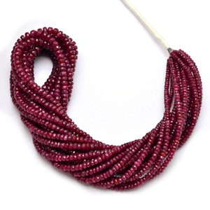 Rubí Longido de 3mm-5.50mm, Gema Facetada en Forma de Rondelle, Rubí Rojo Natural, Gema Semipreciosa, Cuentas Sueltas para Joyería - Product Image 1