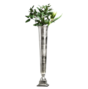 Jarrón de Metal para Decoración del Hogar y Bodas, Diseño de Lujo, Centro de Mesa, en Color Plateado, Jarrón Trompeta - Product Image 1