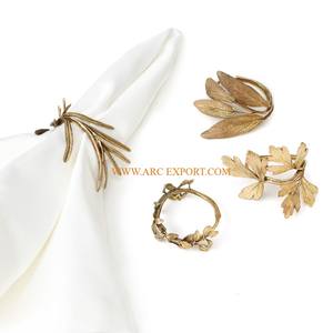 Decoración de mesa Anillo de sujeción de tejido Diseño maravilloso Metal Oro Pulido Vintage Forma y tamaño personalizados Hebilla de servilleta - Product Image 6