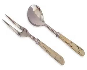 Juego de servidor de ensalada con acabado plateado de acero inoxidable para uso de mesa en el hogar y hoteles - Product Image 3