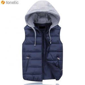 Gilet long matelassé fin et chaud en coton écologique coupe-vent de qualité supérieure, col montant, demi-veste pour homme - Product Image 3