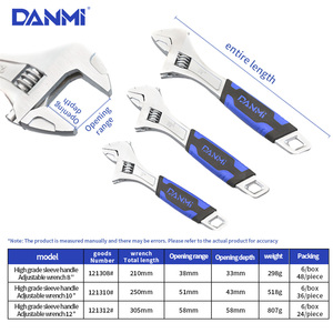 DANMI, venta al por mayor, herramienta de Hardware, mango de plástico, llaves inglesas de doble burbuja, llave ajustable europea - Product Image 3