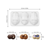 Moule en silicone antiadhésif à 3 cavités en forme d'arachide pour gâteaux, mousses, décorations, bonbons et fondants