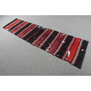 Alfombra Vintage de 2.1x8.5 pies, Alfombra Turca Kilim, Alfombra de Lana Roja Ombré - Product Image 2