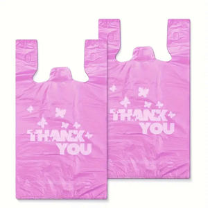 Bolsas de plástico PE duraderas para compras al por mayor, bolsas para camisetas con logotipo personalizado reutilizables, embalaje de agradecimiento, materiales reciclados de supermercado - Product Image 2