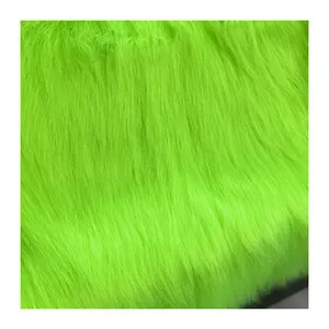 Fake FAUX FUR FABRIC By The Yard- Lime Green - Fake Fur Mongolian Long Pile