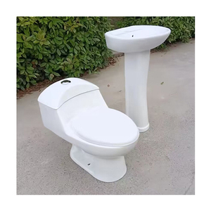 Suramericano Venta caliente Inodoros Y Lavaderos Sifón <span class=keywords><strong>Inodoro</strong></span> de una pieza y lavabo de pedestal Suite de artículos sanitarios baratos - Product Image 2