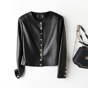 Chaquetas de mujer 2025, bombardero de cuero suelto Retro personalizado para mujer, chaqueta de cuero de piel de oveja personalizada auténtica - Product Image 2