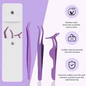 Hexa Care 3 pièces ensemble d'outils applicateur de cils Kit de pince à cils violet pour faux cils bricolage Extension de cils outil de beauté OEM - Product Image 2