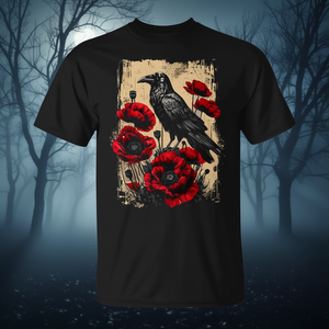 T-Shirt Gotica con Corvo e Rosa Rossa, Prodotto Promozionale di Qualità Premium - Product Image 3