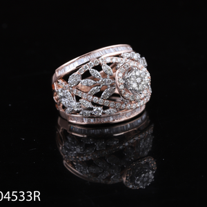 D'VINS JEWELS Floral Diamond Engagement Ring Rose Gold Plated Lab Grown Diamonds Women's Wedding Anniversary Gift - Product Image 4