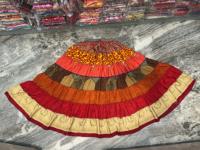 Boho Silk Sari Flowy Jupe longue élastique à plusieurs niveaux Gypsy Belly Dance Jupe longue flottante Grande jupe évasée multicouche Hippie