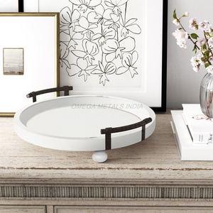 Juego de bandejas de madera de lujo en elegante color gris con forma cuadrada moderna y diseño elegante Ideal para servir y decorar el hogar - Product Image 6