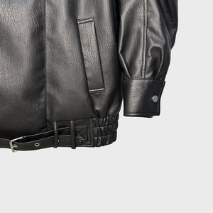 Giacche <span class=keywords><strong>Oversize</strong></span> in Ecopelle per <span class=keywords><strong>Donna</strong></span>, Stile Motociclista, Tinta Unita, Chiusura con Cerniera, Outfit alla Moda per Autunno/Inverno - Product Image 4