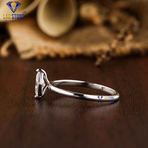 0.30 TDW Marquise Cut Solitaire <b>Diamond</b> <b>Ring</b> 18k White Gold Vertical Prong Hpht/Cvd <b>Diamond</b> Lab Stone - Product Image 3