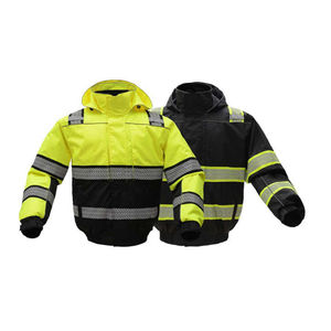 Chaquetas de seguridad para aeropuerto de alta visibilidad de invierno para hombre, ropa de trabajo de bombardero de tráfico de carretera impermeable con visibilidad inferior reflectante personalizada - Product Image 4