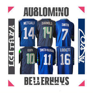 Venta al por Mayor de Camisetas de Fútbol Americano para Hombre, Tallas Grandes, Uniformes de Verano con Letras Cortas, 100% Poliéster # 16 Lockett # 14 Metcalf # 7 Smith - Product Image 3