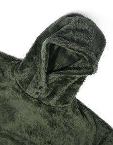 Olive Relax Fit <b>Sherpa</b> Pullover <b>Hoodie</b> ultra-soft <b>Sherpa</b> pullover <b>hoodie</b> in a warm olive shade - Product Image 2