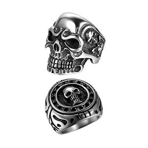 Bộ nhẫn đầu lâu 3D phong cách Gothic cổ điển & đầu lâu Punisher - Trang sức xe máy bằng thép không gỉ dành cho nam giới - Product Image 3
