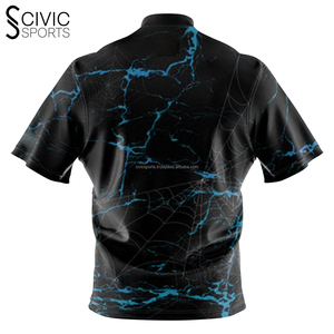 Camiseta de bolera de secado rápido OEM para hombre al por mayor, camiseta con cremallera sublimada personalizada, diseño impreso duradero - Product Image 4
