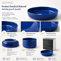 Assiette jetable en céramique bleue de 7,4 pouces pour pâtes, écologique, pour restaurant et hôtel, liquidation de stock