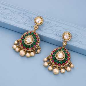Boucles d'oreilles pendantes Kundan Fashion Collection 189215 - Product Image 2