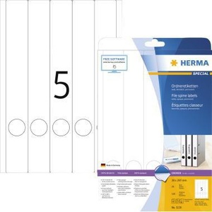 Etiquetas Autoadhesivas HERMA para Encuadernación, Blancas, con Orificio para el Dedo, 38 x 297 mm, 125 Etiquetas/Paquete, Accesorios para Carpetas de Archivo Estrechas/Largas - Product Image 1