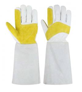 Sunland Gants de soudage TIG en cuir Gants de travail de sécurité en cuir de chèvre Test d'éclaboussure de métal fondu Type B Pouce complet - Product Image 3