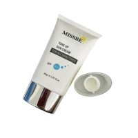 Tubo de Plástico PE Ovalado Plano con Tapa Plateada para Crema Solar, Impresión de Logotipo Personalizable, Impresión Offset